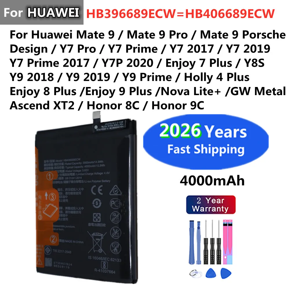 HB396689ECW para Huawei Mate 9 Pro, Y7 Pro/Prime, Y7P, Enjoy 7 Plus, Y8S, Y9 Prime, Holly 4 Plus, Enjoy 8, 9 Plus, Nova Lite+, Honor 8C, 9C