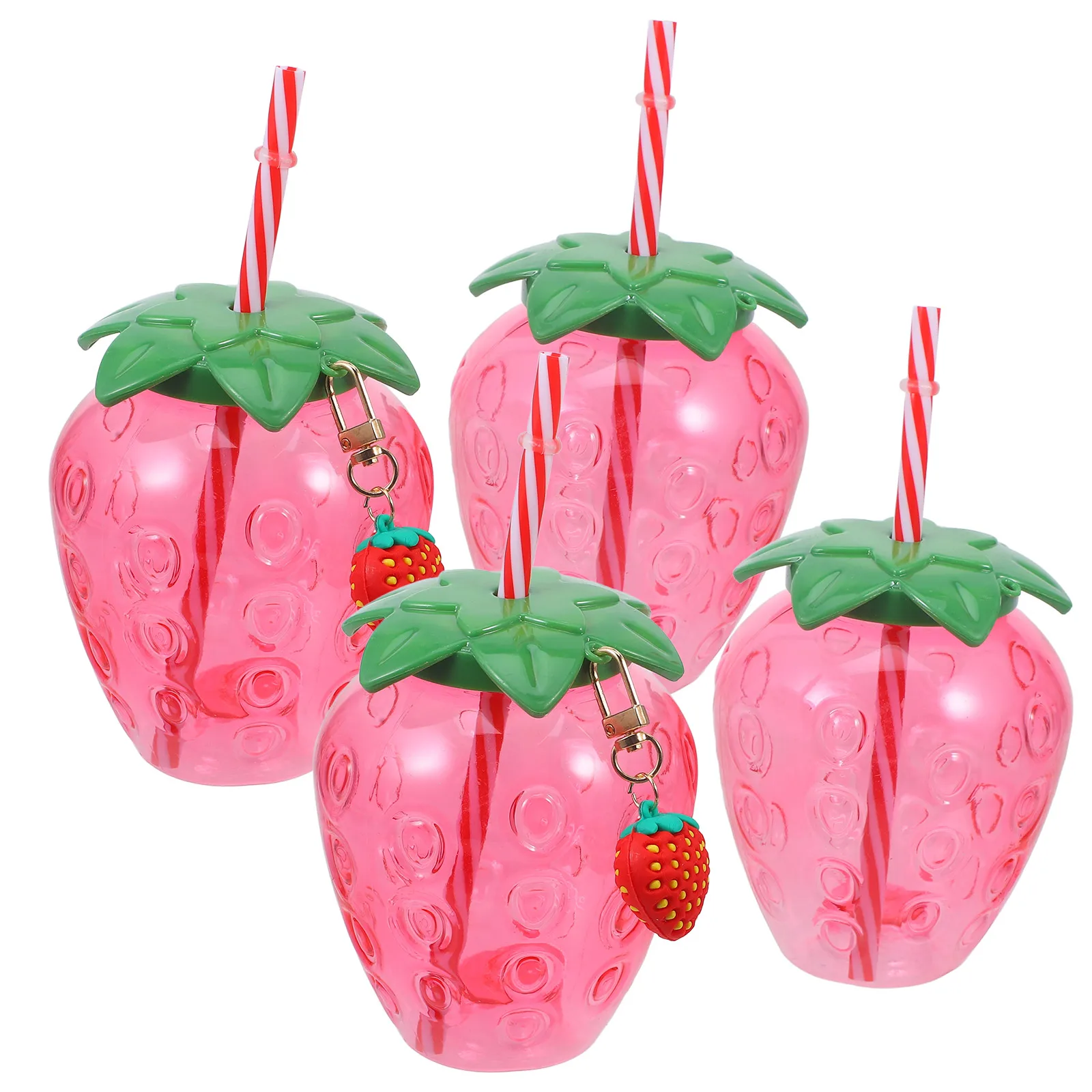 

4pcs Strawberry Sippy Cup Coffee Glass Small Transparent Party Straws Drinking Tumbler Milk Tea Cups Valentine Birthday Favors