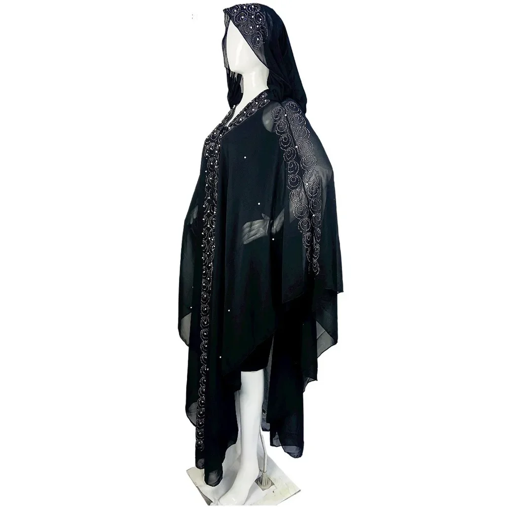 Djellaba Diamanti Perline Marocchino Caftano Donne Abiti Africani Con Cappuccio Abaya Kimono Boubou Robe Dashiki Abito Abito Da Sera Caftano
