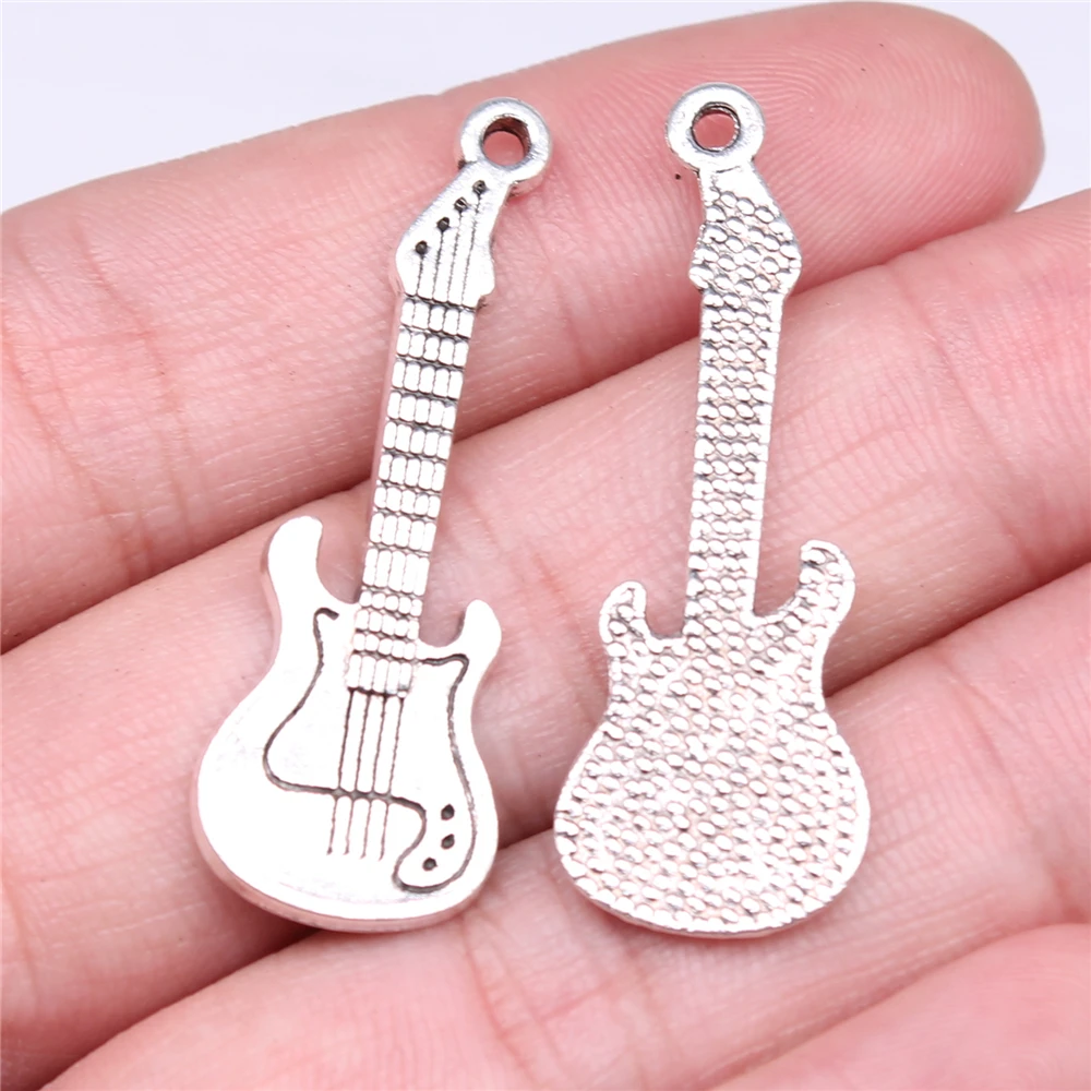 

80pcs 41x14mm Electric Guitar Charms For DIY Jewelry Making Antique Silver Color Zinc Alloy Charms Jewelry Findings