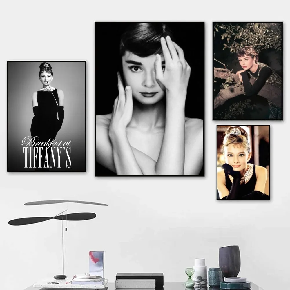 1pc  Vintage Audrey Hepburn Poster Paper Print Home Bedroom Entrance Bar Cafe Art Painting Decoration