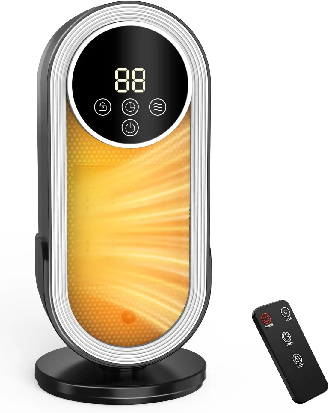 

Портативный обогреватель 1500 Вт PTC керамический с термостатом, пультом дистанционного управления, таймером 12 часов, 3 режима для домашнего офиса