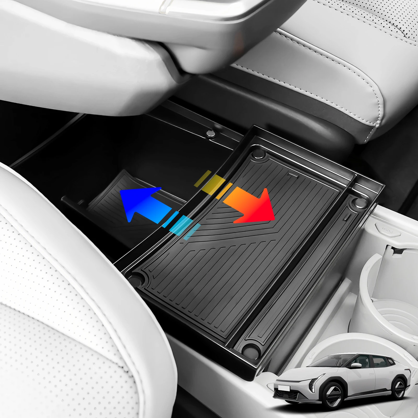 For Kia EV4 2025 2026 Central Armrest Under Double Layer Storage Box Internal Organizer Holder Tray Car Stowing Tidying