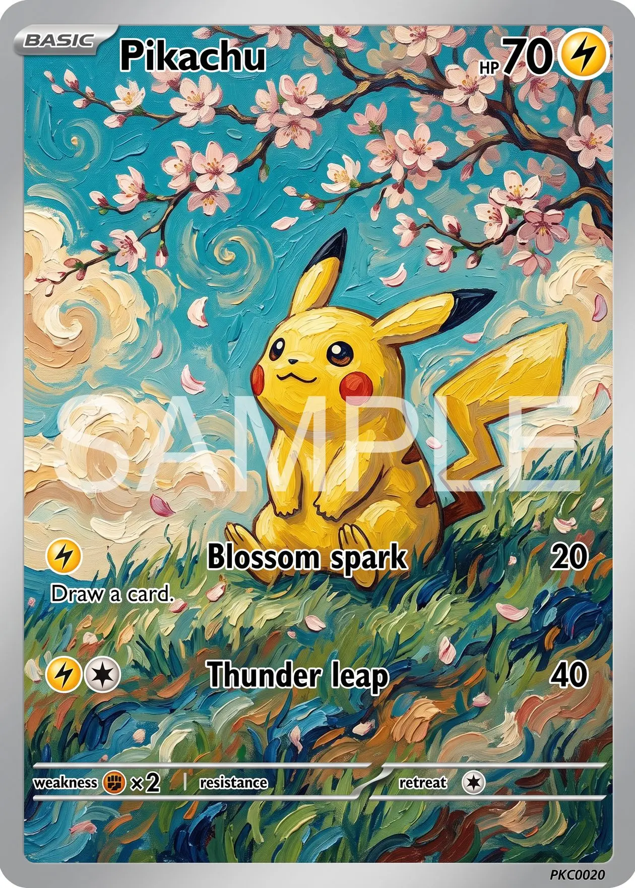 7Pcs PKM Cards PTCG Van Gogh Style Eevee Togepi Togetic Swablu Altaria Celebi Custom Illustrated Art Set Cards PTCG Gift