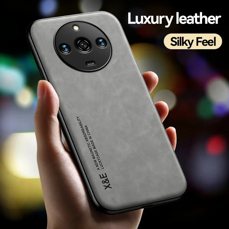 Silicone Protection Phone Case For Realme 11 Pro Plus 5G Luxury Leather Case For Realme 11 Realme11 Magnetic Car Holder Cover