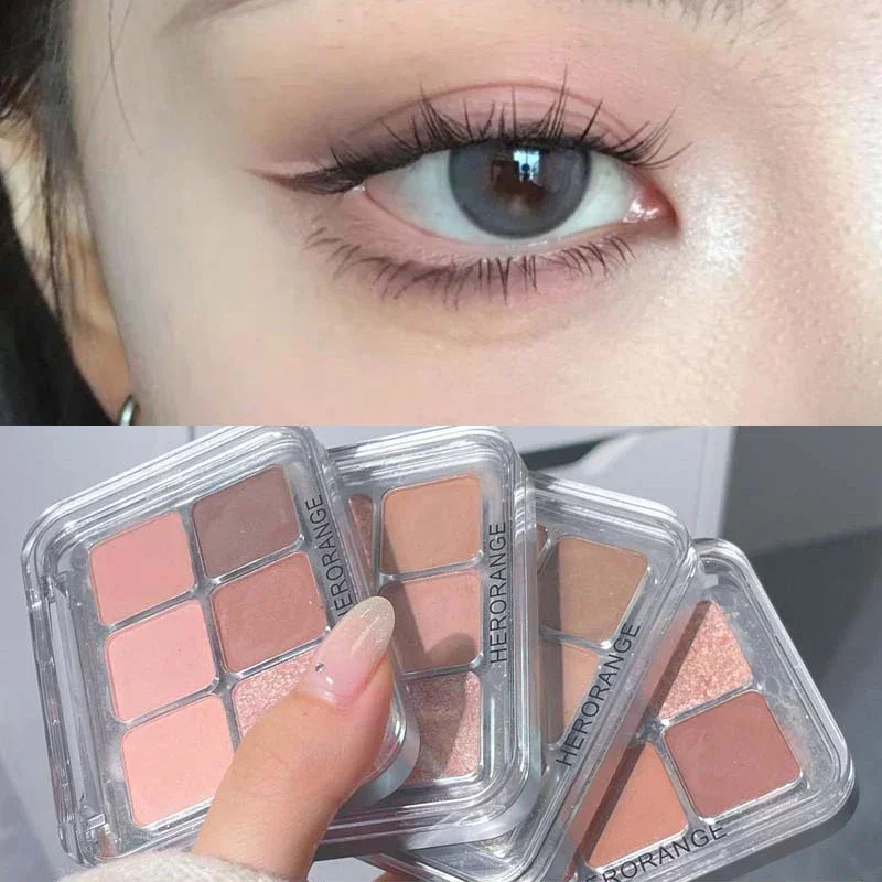 6-kolorowa matowa paleta cieni do powiek szara róża połyskujący brokat kolor ziemi niski nasycenie pigment cieni do powiek długotrwałe kosmetyki