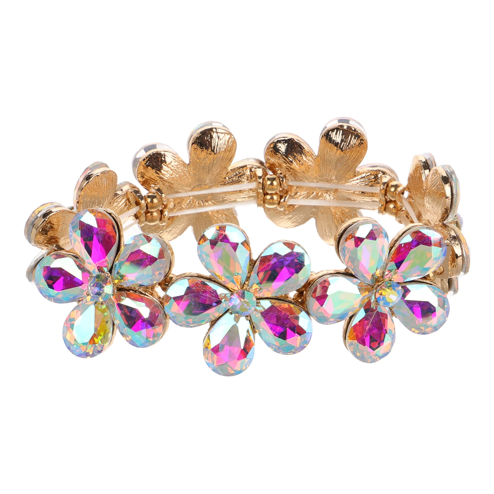 

Jewelry Crystal Flower Bracelet Bridesmaid Flowers Alloy Crystals Elastic Glass