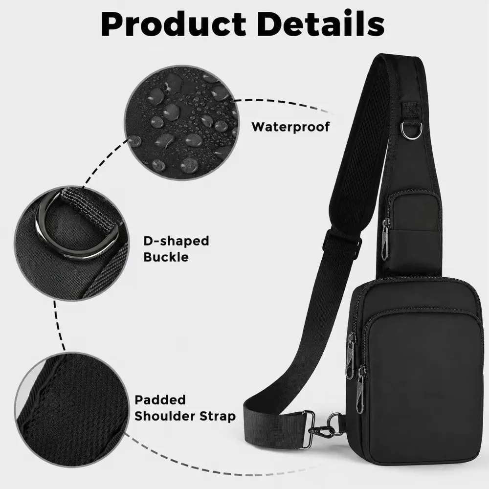Portable RFID Blocking Chest Bag Anti-Theft Waterproof Shoulder Bag Casual Simple Messenger Bag Commuting