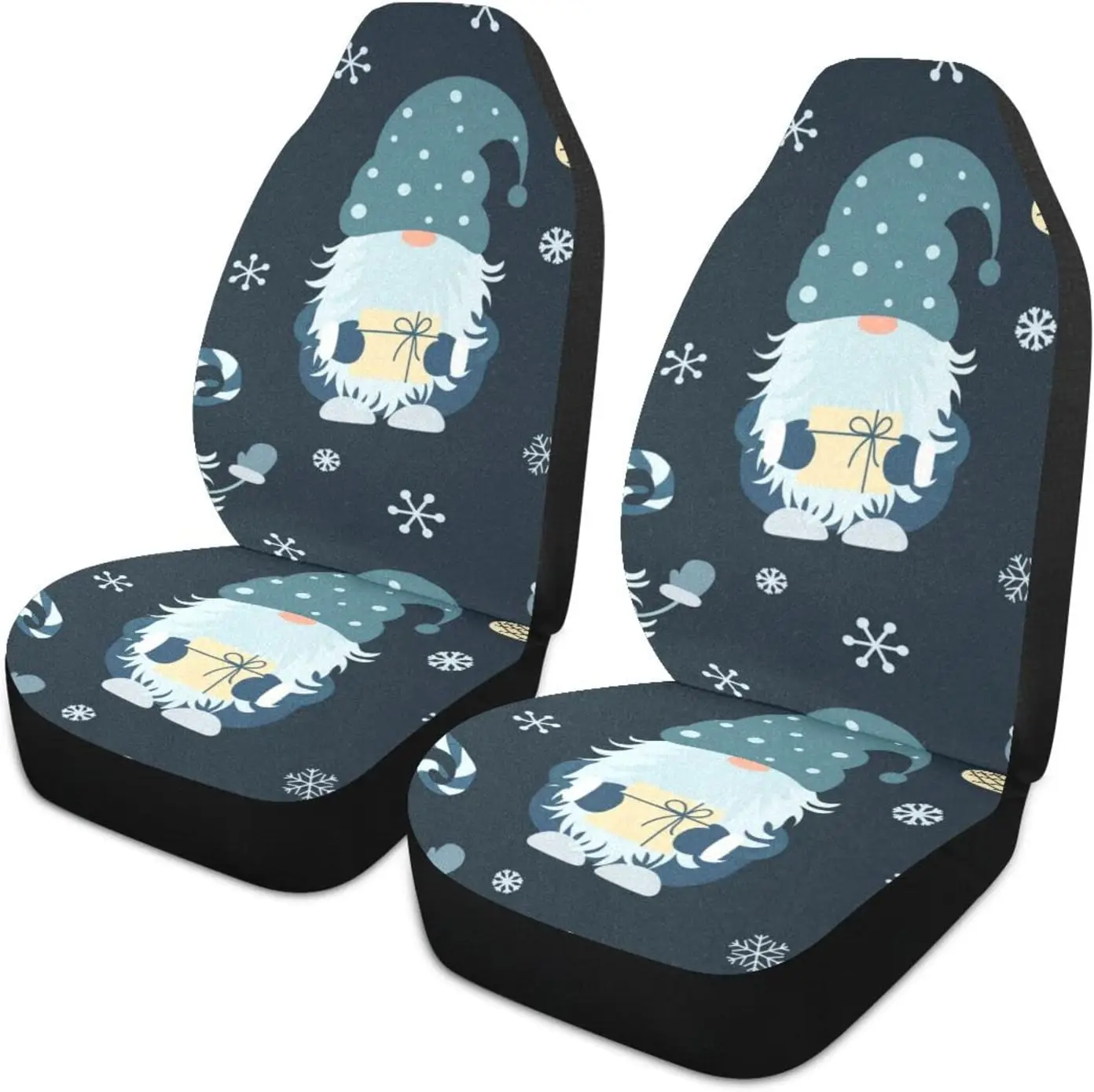 2 PC Car Seat Covers Cartoon Christmas Gnomes Non Slip Automotive Front Seats Cover Protector Decoration Fit for Universal Auto