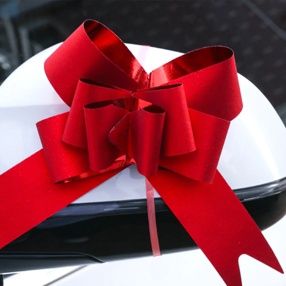 

20Pcs Christmas Gifts Pull Bows Red Snowflake Pattern Thick Pull Bowknots for Wedding Gift Box Decoration String Bows Party