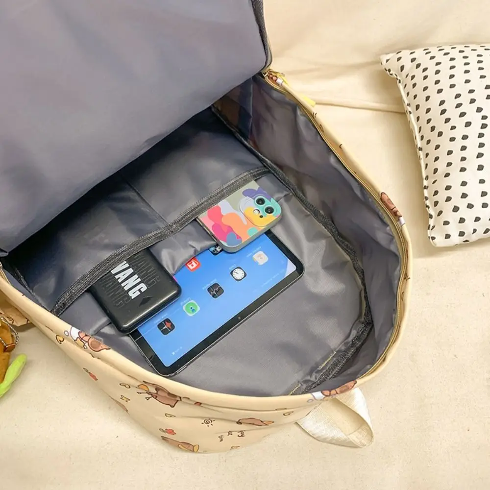 Trendy Cartoon Capybara Backpack Lightweight Water Repellent Capybara School Bag Large Capacity Students Schoolbag Girls