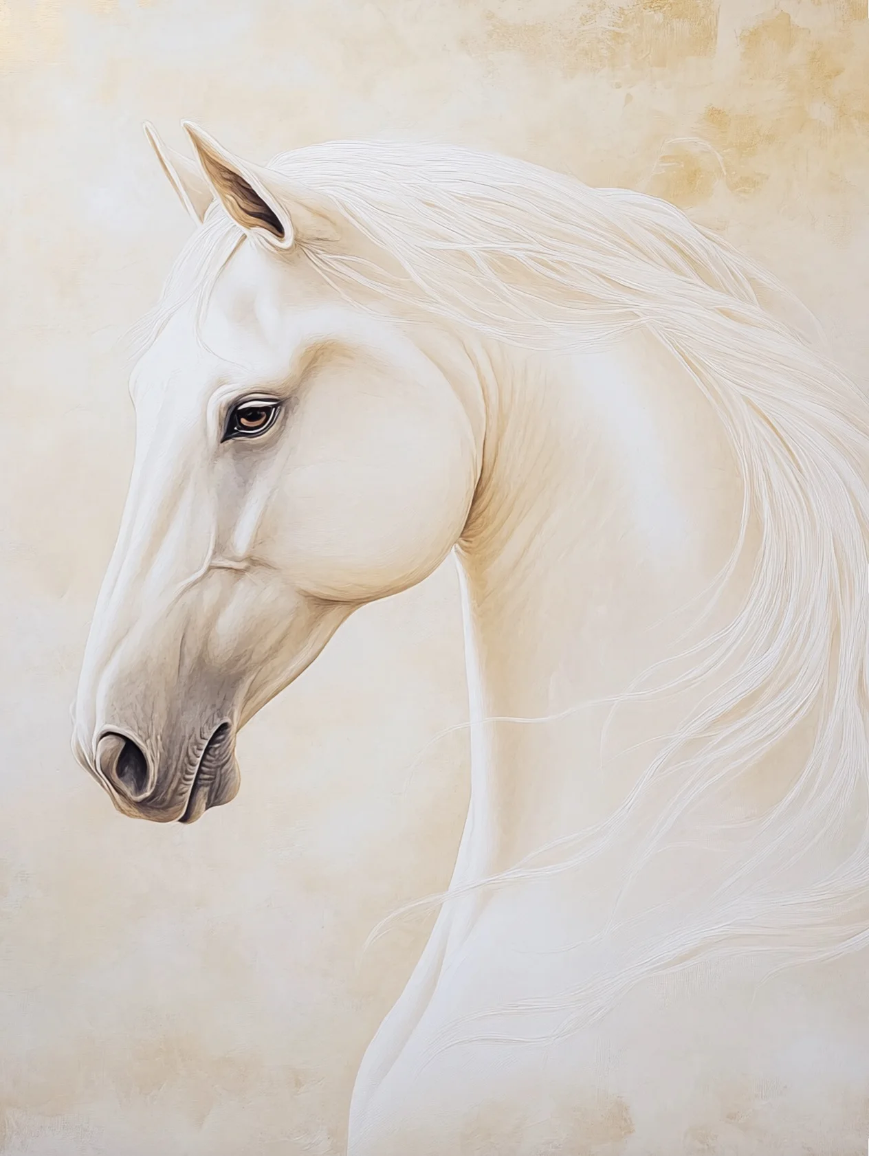 White Horse Head Poster Art Painting , Horses Canvas Art Prints Home Room Wall Picture Modern Decor