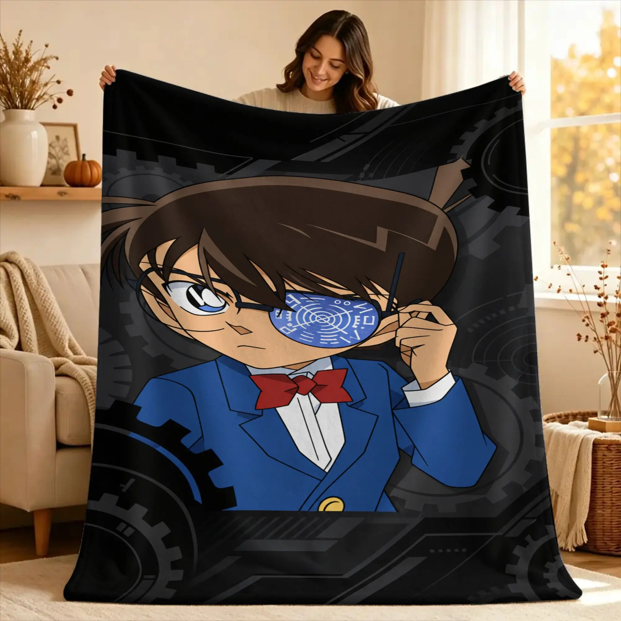 D-Detective C-Conan Blanket  Soft Novelty Plush Throw Blanket For Couch Chair Travel Flannel Bedspread Bed Cover