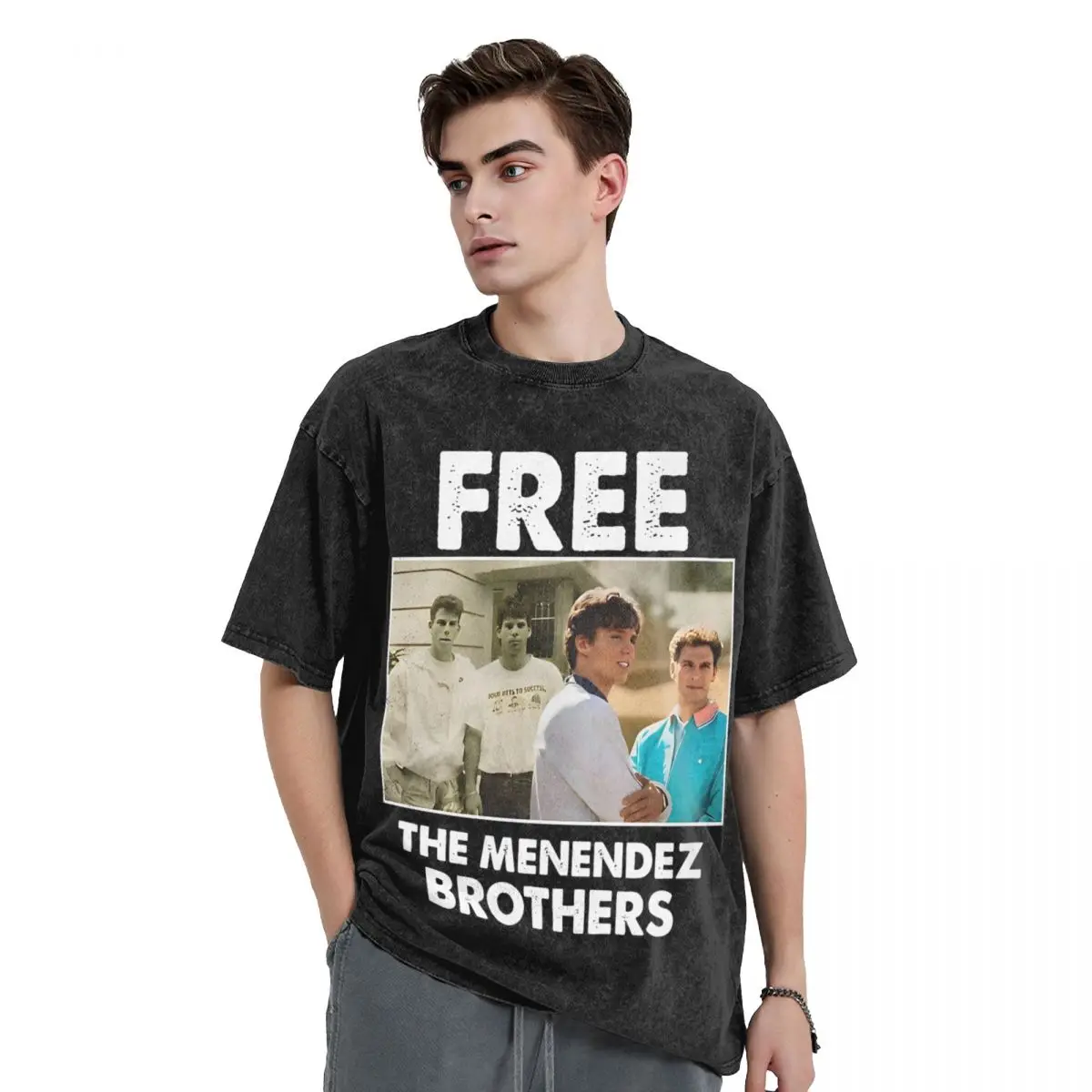 Nicholas Chavez - Free The Menendez Brothers T Shirts Washed Short Sleeve Harajuku T-Shirts Men Women Tops Summer Tee Shirt