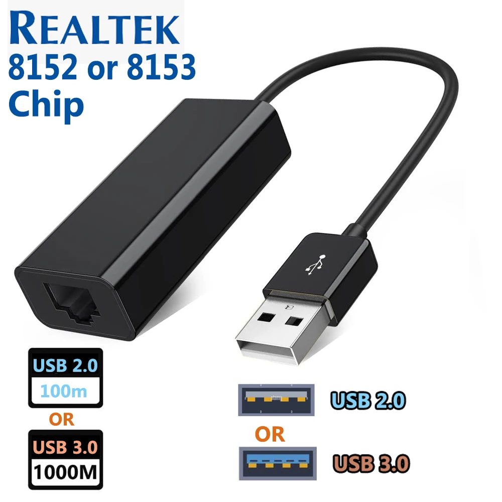 USB-auf-RJ45-Ethernet-Konverter-Adapter, 1000M/100M, mit Realtek-Chip, USB-Netzwerkadapter, Gigabit- oder Fast-Ethernet-Adapter für Windows und macOS.