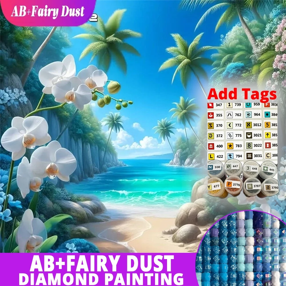 

AB сказочная пыль приморская алмазная живопись пейзаж DIY Новое поступление акриловые принадлежности для рукоделия мозаика цветок украшение стены