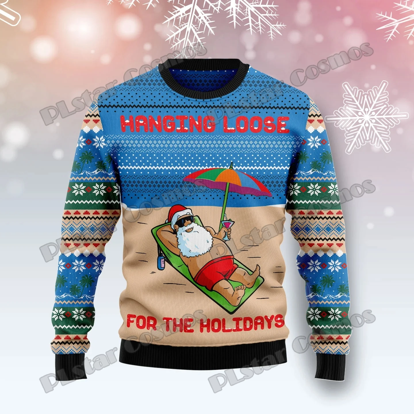 Santa Claus Jingle Bell 3D Printed Men's Crewneck Ugly Christmas Sweater Winter Unisex Casual Warm Knit Pullover Sweater MY06