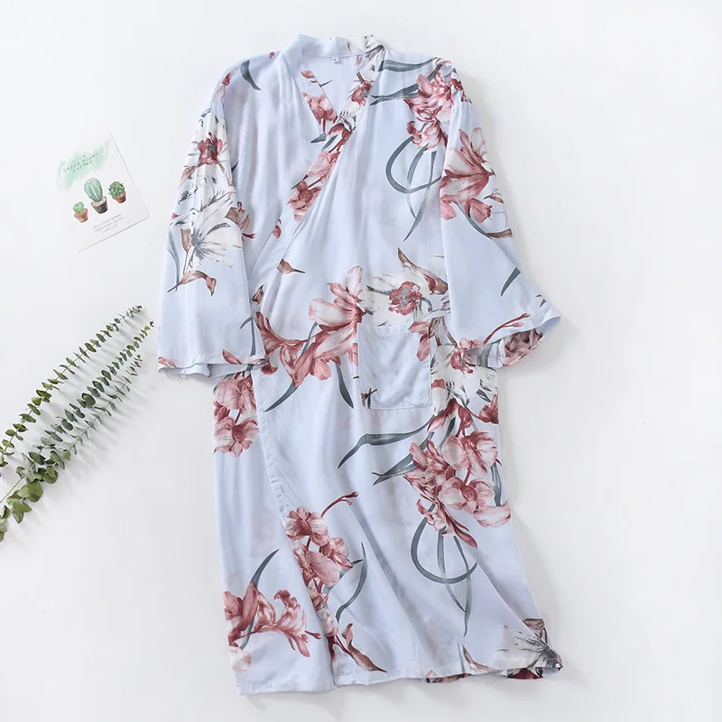 2024 Summer New Design Fresh Kimono Robes Women Bathrobes Casual Floral Female Nightgowns Japanese Bath Robes Sweater Robe