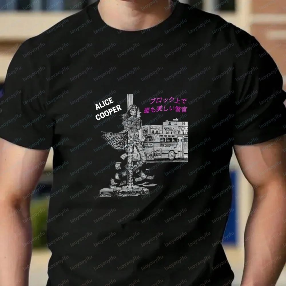 Korean-style Commentary on Men's Vintage Clothing By Alice Cooper - Short-sleeved Comfortable T-shirts for Both Men and Women - view 3