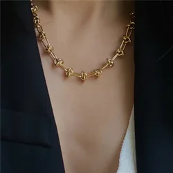 Minar Chunky Knotted Chains Necklaces Punk Hip Hop Trendy Twisted Hollow Link Chokers Necklaces for Women Party Jewelry 2026