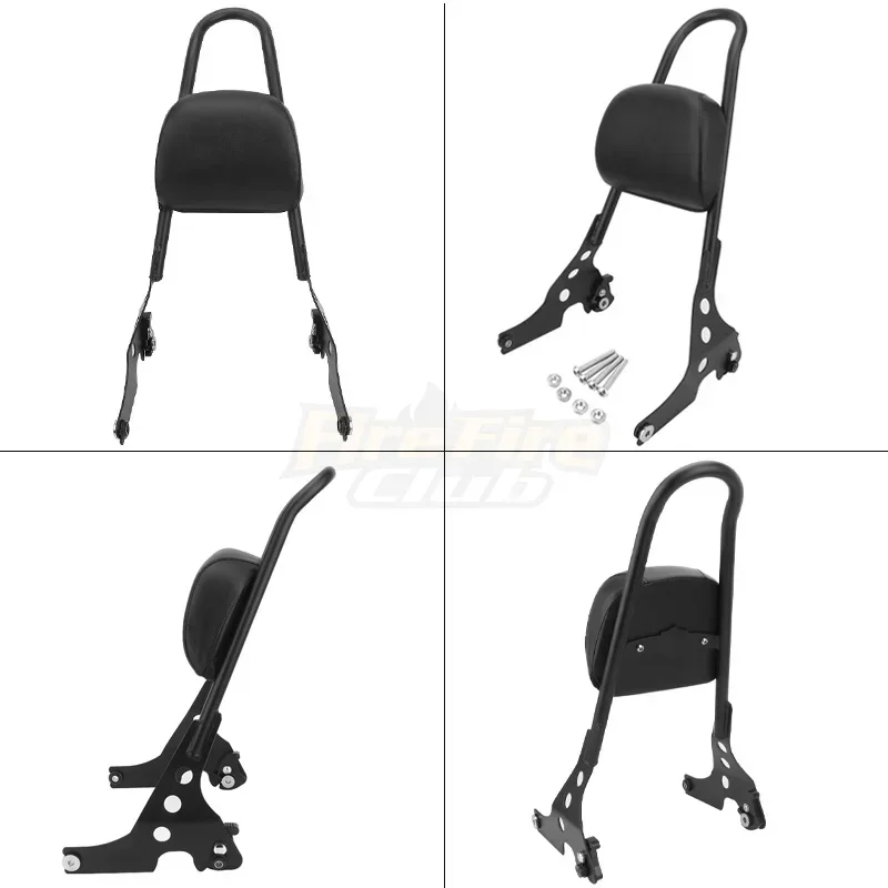 Motorcycle Black Passenger Sissy Bar Backrest Pad Cushion For Harley Sportster XL883 1200 X48 Forty Eight 2004-2023