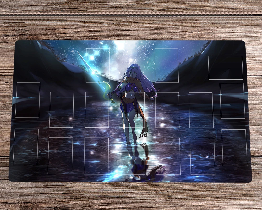 

YuGiOh Playmat Lib the World Key Blademaster TCG CCG Mat Anti-slip Trading Card Game Mat Rubber Mouse Pad Free Bag 60x35cm