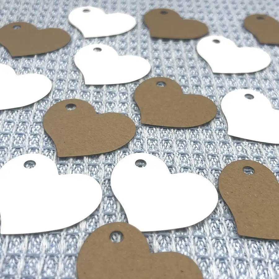 1/5/10/20/50/100pcs s/pack Vintage Kraft Paper Blank Tags with 20m Twine, 2 Styles Heart-Shaped Labels, 1.77x1.5 Inches, Double-