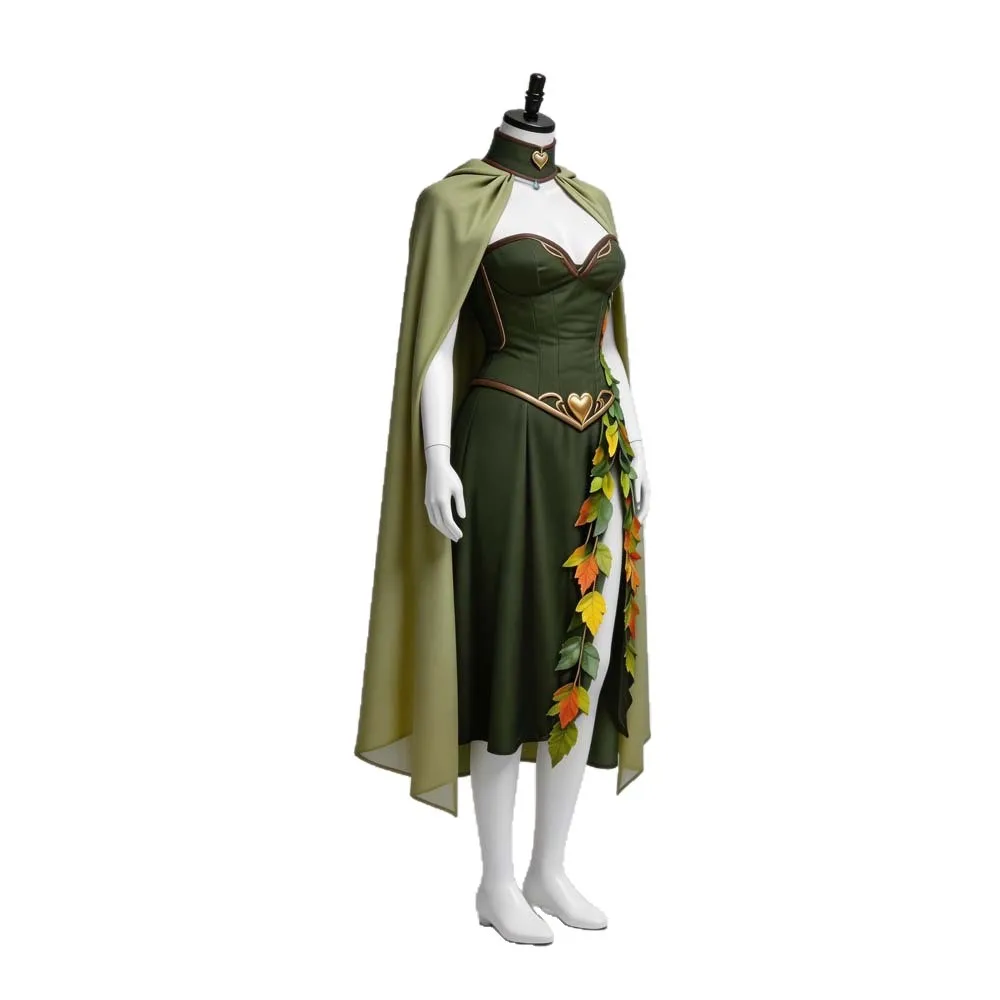 Cape Princesse Elfe Médiévale Brodée à Capuche – Verte – photo 4