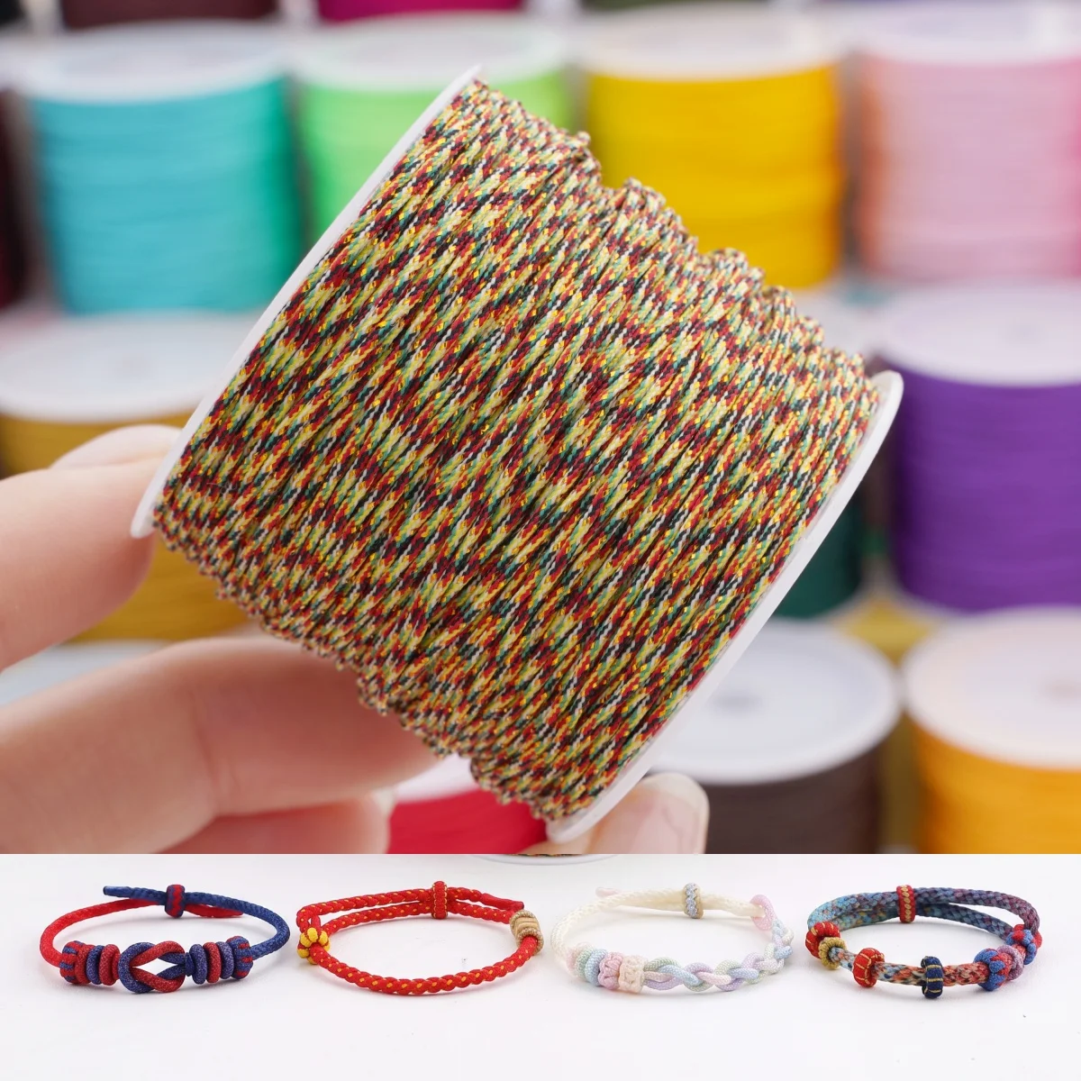 

5-45Meters 0.8mm Nylon Satin Rattail Cord Braided Thread For DIY Beading Chinese Knot Bracelet Craft Decoration Accessories