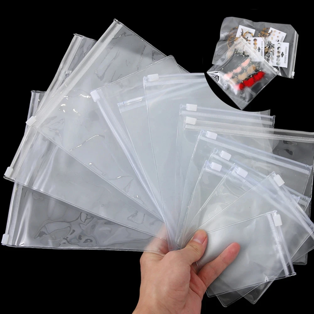 5/10Pcs PVC Self Sealing Plastic Jewelry Gift Ziplock Bags Thick Clear Earrings Packaging Storage Bags Universal Pouches