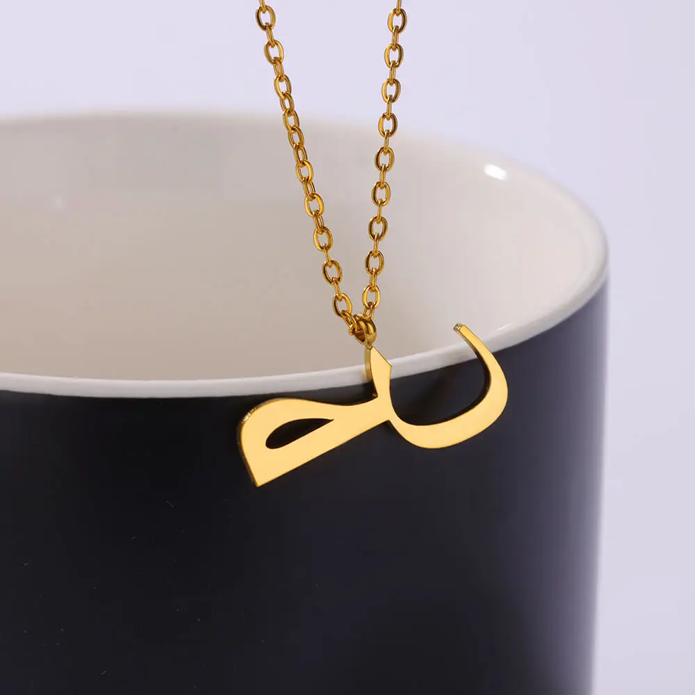 1Pcs Minimalist Arabic alphabet Necklace For Women Gold Color Stainless steel Romantic Couple Pendant Jewelry Gifts