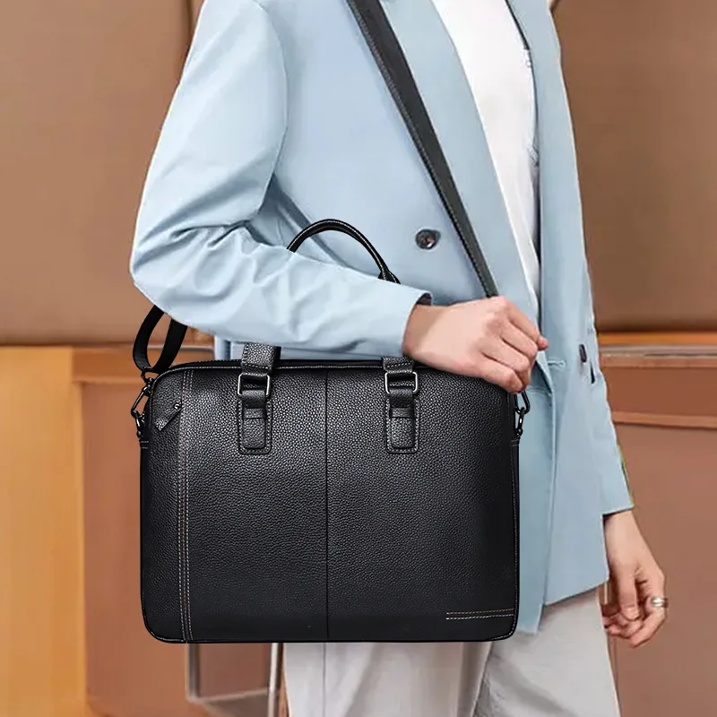 New Genuine Messenger Bag Men Leather Casual Large Men's Capacity Handbag Layer Business Briefcase Fashion Crossbody Bag Trendy