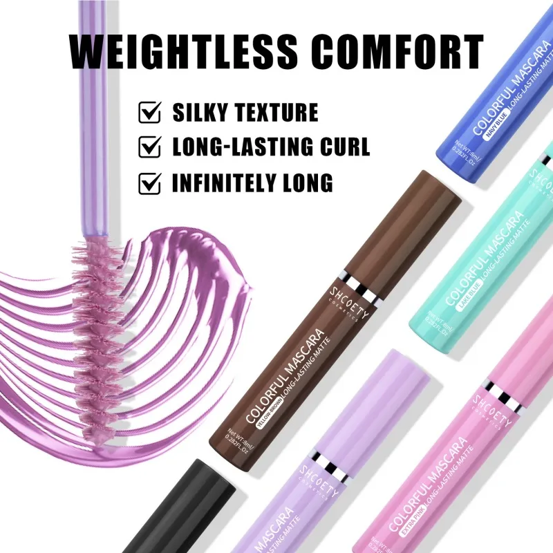 Mascara colorato, impermeabile e non sbavato, snello, spesso e riccio, trucco caldo per palcoscenici natalizi