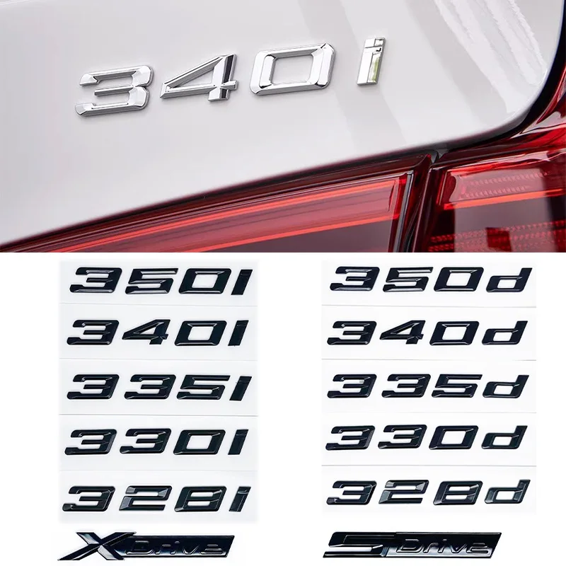 

for new font number 316i 318d 320i 325i 350i letters 328d 330i 340i GT Badge ABS 3 Series E90 E46 F30 car rear enclosure sticker