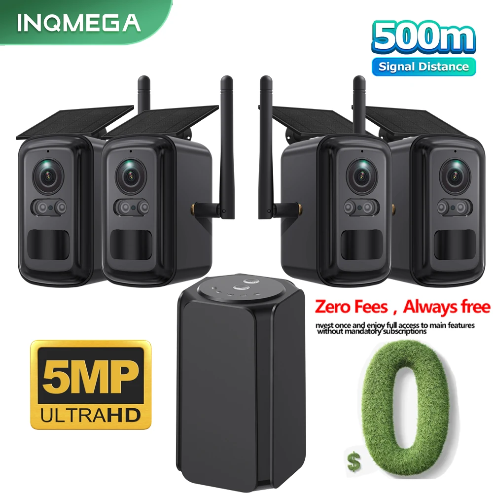 

INQMEGA 5MP Wi-Fi комплект солнечной камеры уличная беспроводная камера видеонаблюдения набор сирена сигнализация обнаружение гуманоидов двустороннее аудио