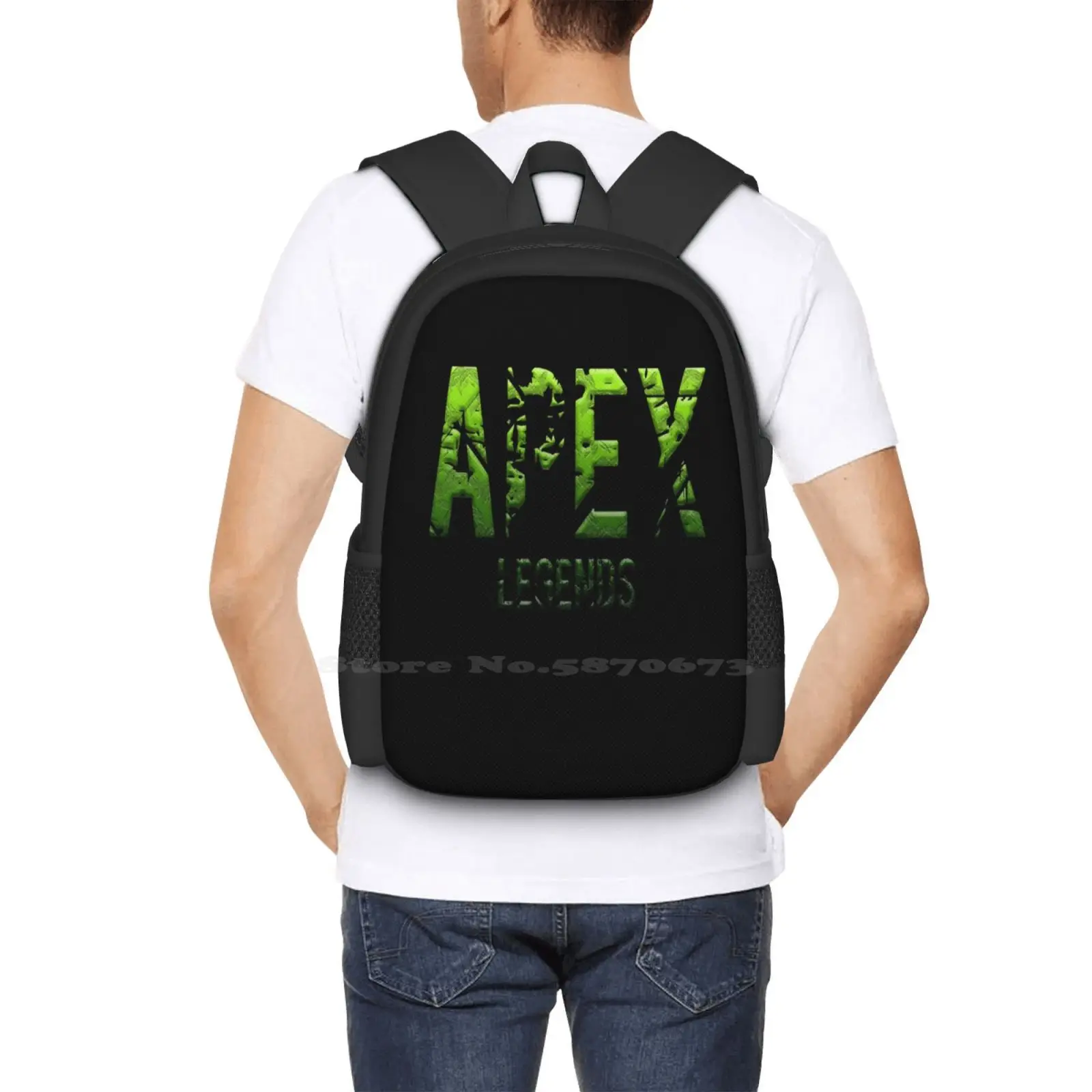 Apex Legends-Gradient ( Green ) Fashion Pattern Design Travel Laptop School Backpack Bag Apex Legends Gear Eighties Synthwave