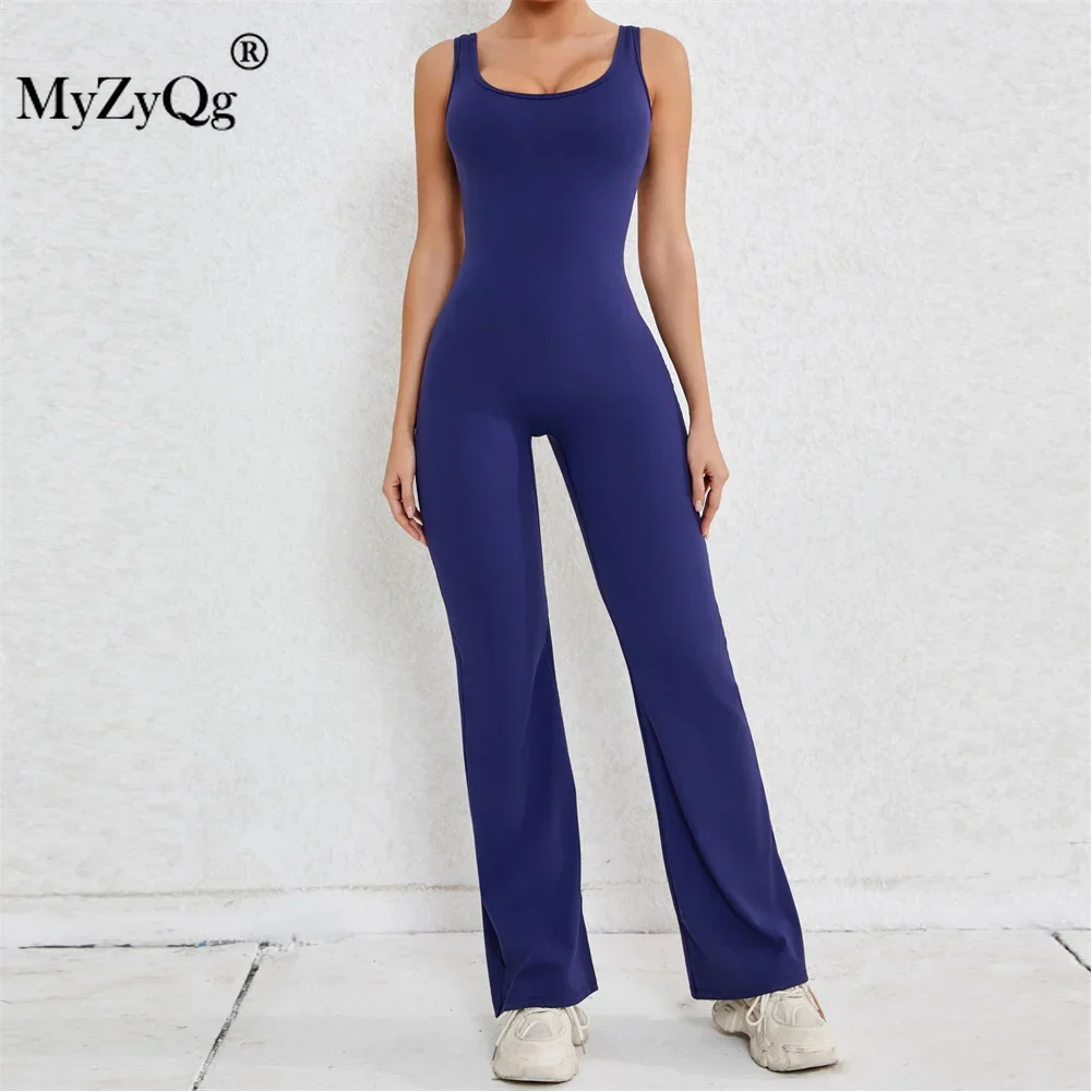 MyZyQg Women Ballet Dance Aerial Sleeveless Yoga Jumpsuit Chest Pad High Elastic Fitness Sports Running Tracksuit Gym Sportswear