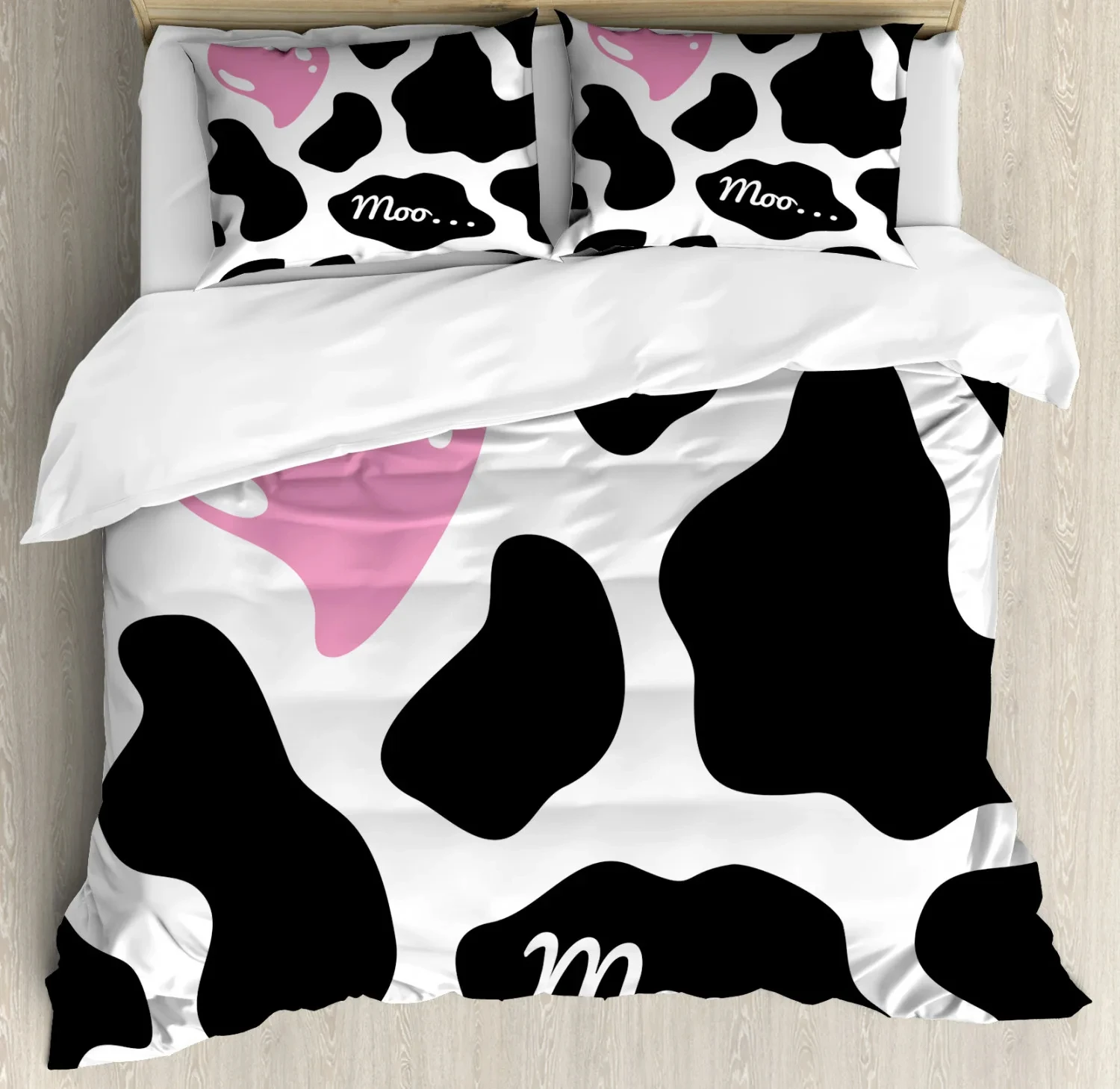 

Cute Milk Cow Print Duvet Cover Set Twin King Queen Microfiber Cartoon Cattle Bedding Set Farmhouse Animal Theme Comforter Cover