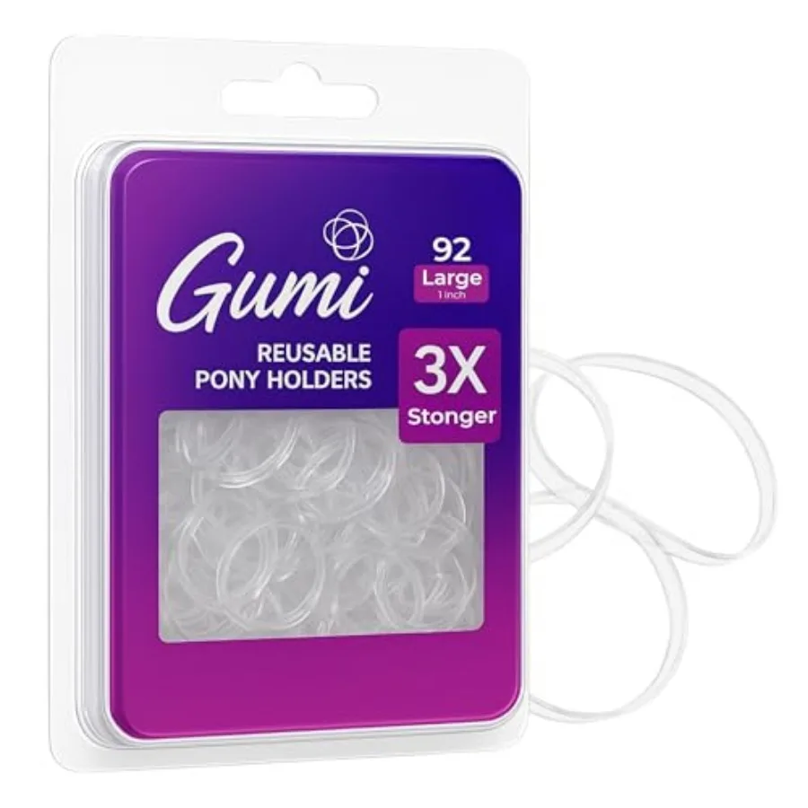 

Gumi good Hair Elastics - Ouchless Damage Elastic Hair Bands Clear - Large