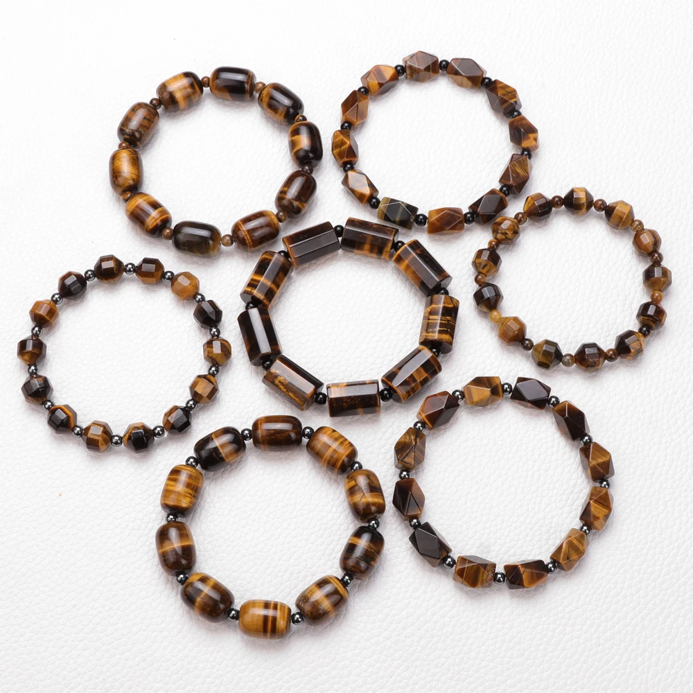 High Quality Tiger Eye Bracelets For Men Buddha Natural Stone Genuine Square Cylinder Round Beads Bangles Women Prayer Jewelry