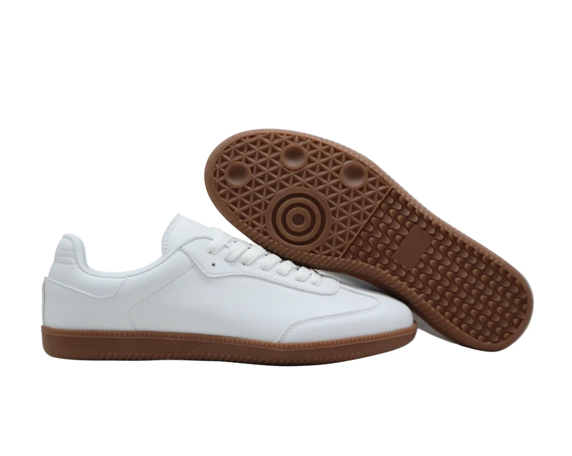 

Classic style casual white sneakers made of PU material for man and women