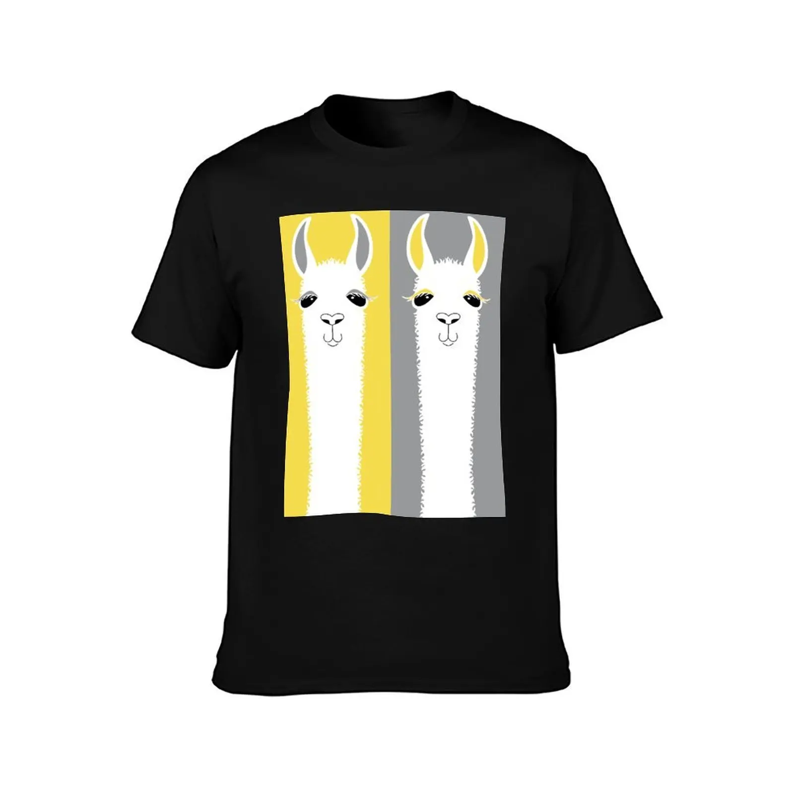 LLAMA PORTRAIT YELLOW GRAY T-Shirt Urban Style Print T-Shirt