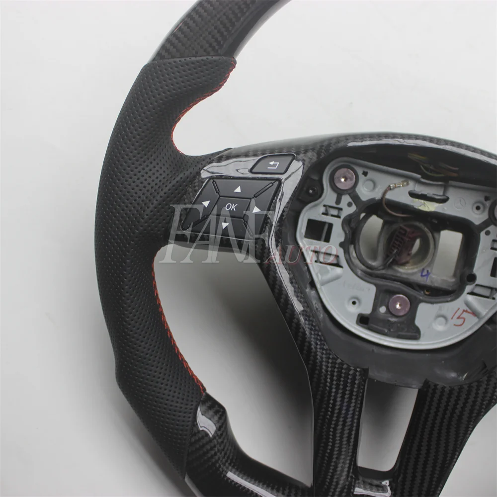 Replacement Real Carbon Fiber Steering Wheel with Leather for Mercedes-Benz  W176 W204 W212 W218 C63 C E CLASS