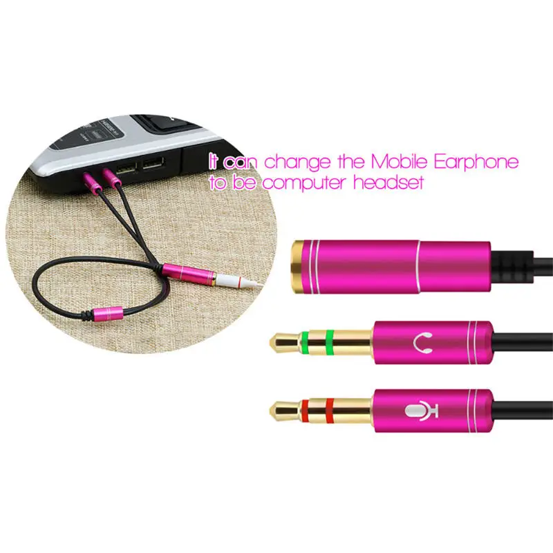 3.5mm Headphone Stereo Audio Mic Y Splitter 3.5 mm Audio  Microphone to 4 Pole Jack Aux Adapter for 4 pin 3.5mm Plug Earphone