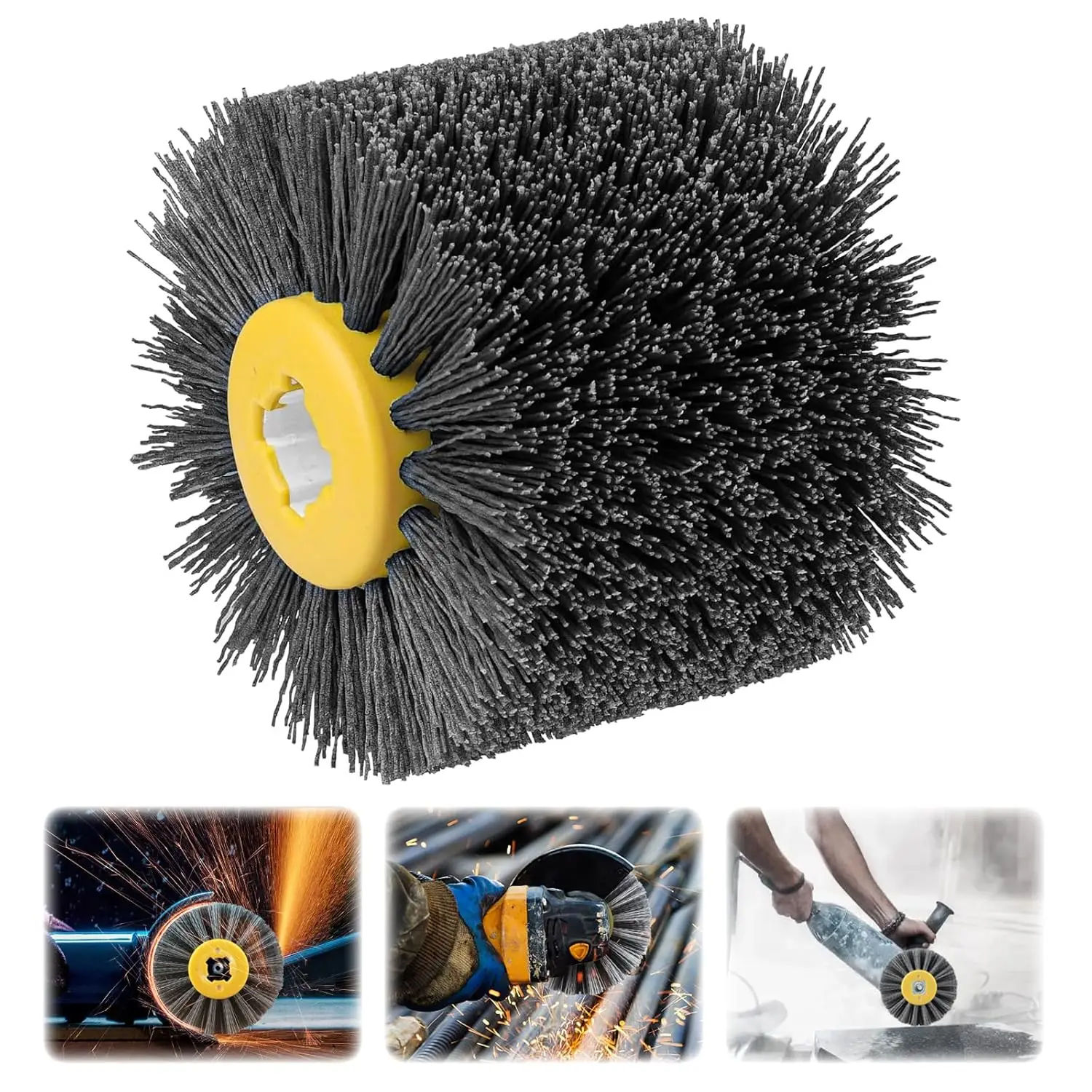 

SI FANG 120mm Abrasive Nylon Wire Drawing Wheel Drum Burnishing Electric Brush 60-600 Grit Wooden Polishing Tool