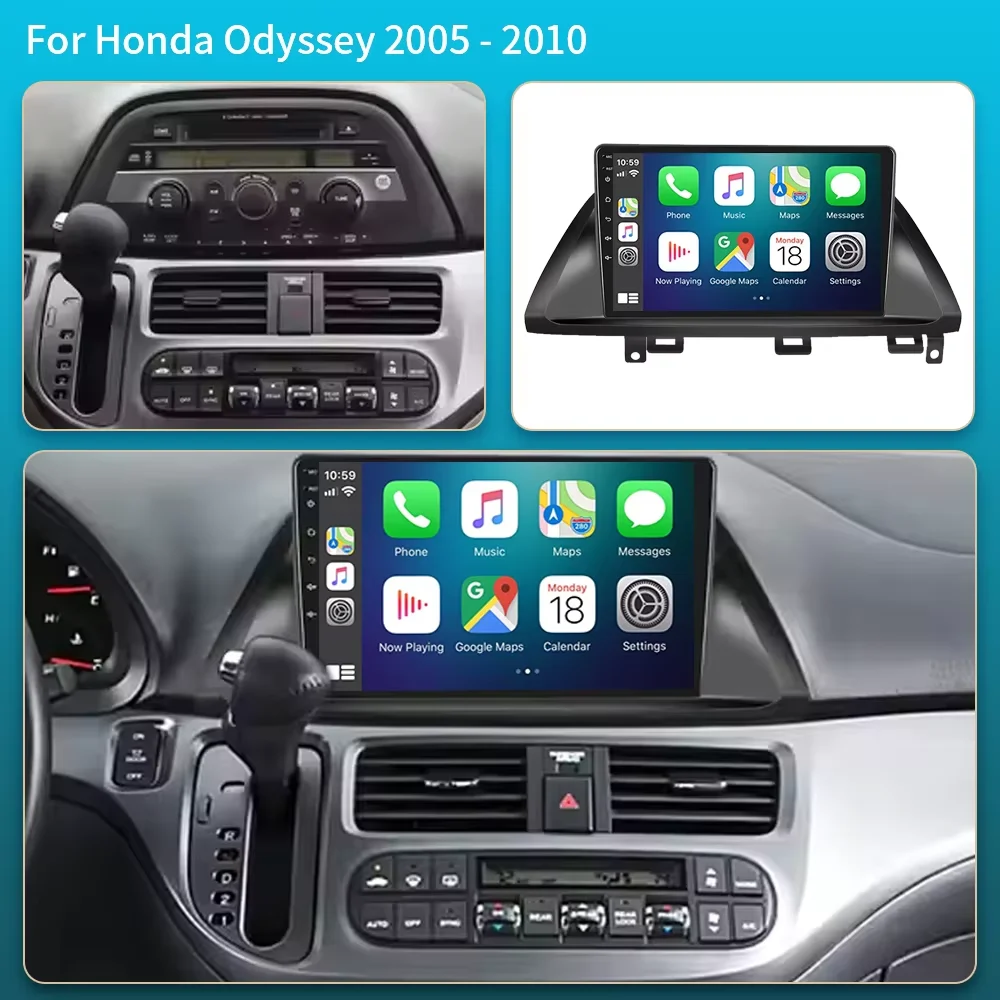 12+256 Wireless Car Radio For Honda Odyssey 2005 2006 2007 2008 2009 2010 Support Carplay Android16 Auto Touch Scree