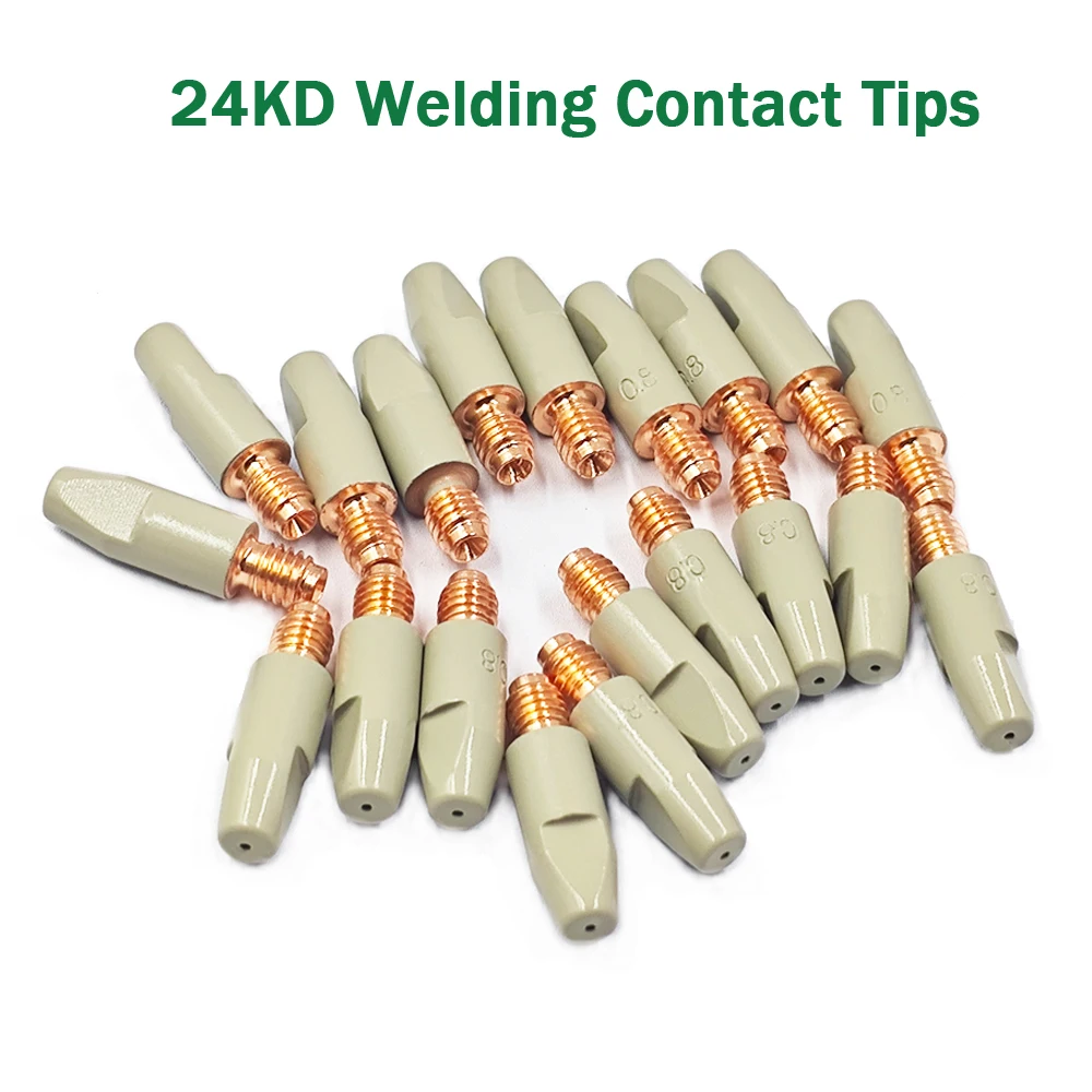 MIG 24KD Welding Contact Tips New Coating Protect 28mm M6 Gas Nozzle Tip 0.8/1.0/1.2mm 25AK MIG Welding Torche Welding Tool Part
