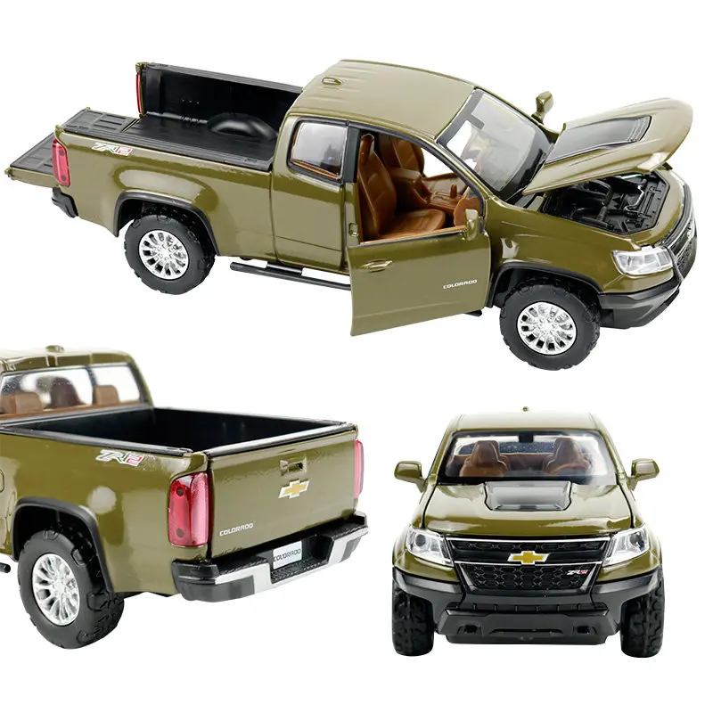 1/32 Chevrolet Colorado ZR2 Alloy Pickup Model Diecast Metal Toy Off-road Vehicle Car Model Simulation Sound Light Gift