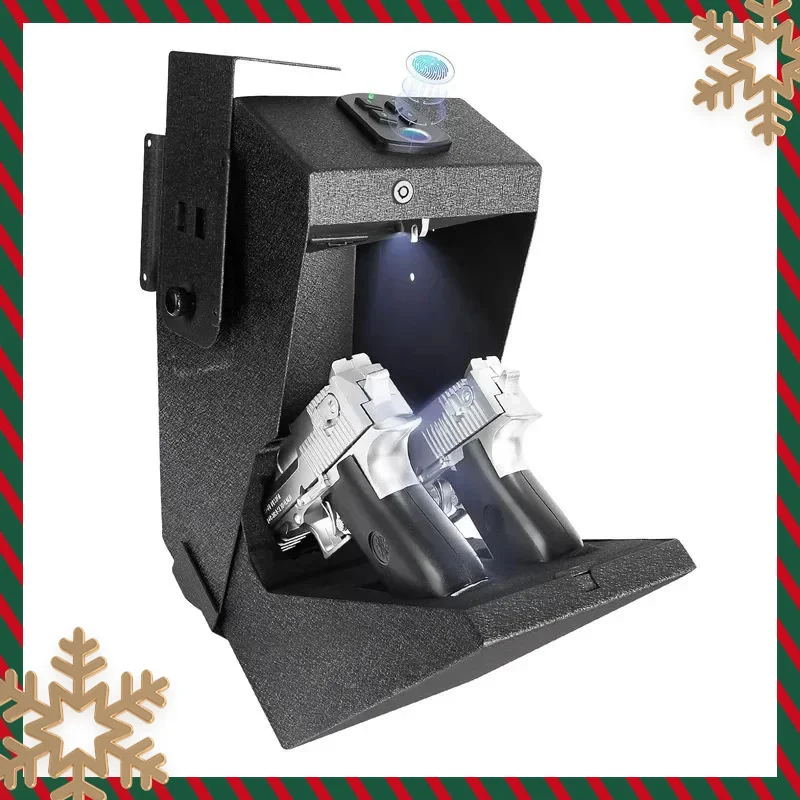 

Biometric Gun Safe Box, Innovative Design for Private Firearms Security Wall Mounted, Home/Office Use Secure Storage Solution