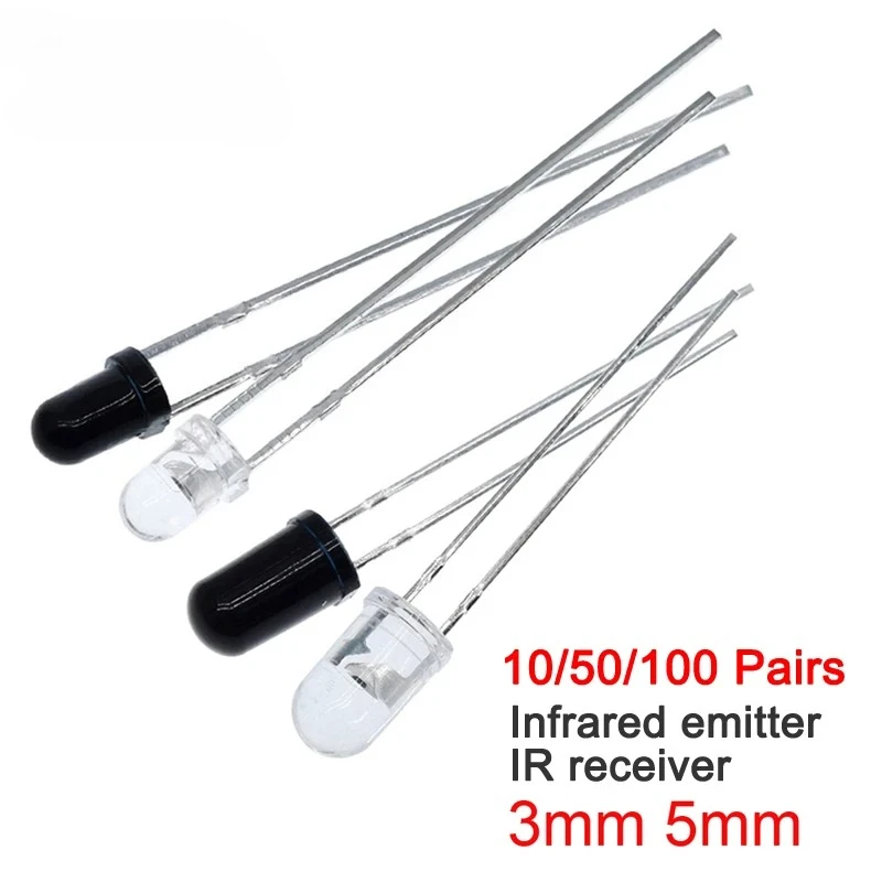 10/50/100 Pairs 5mm 3mm 940nm Infrared Emitter And Receiver Diode LED Pair 301A for Sensor Module